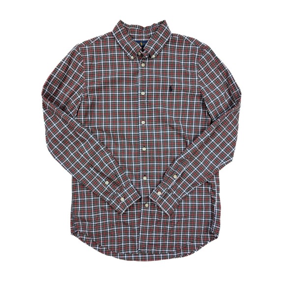 Polo Ralph Lauren‎ Custom Fit Red Green Tartan Button Long Sleeve Men's Size XL - Picture 1 of 6